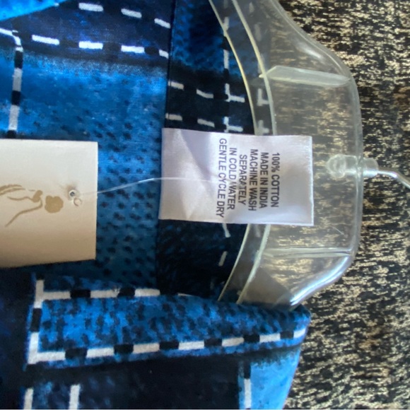 Casual Blue Long Sleeve Dress with Mandarin Collar - Picture 9 of 10